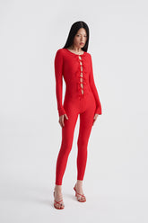 Bowknotted Catsuit in Red
