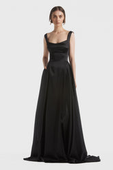 Black Satin Gown Dress