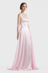 Pink Satin Gown Dress