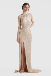 Nude Sequin Gown