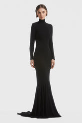 High neck black maxi dress