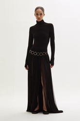 Infinity Pleated Skirt With Metal Chain Detail