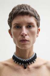 Onyx and crystals choker