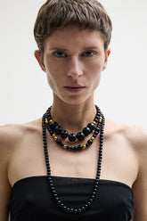 Onyx and gold beaded necklace