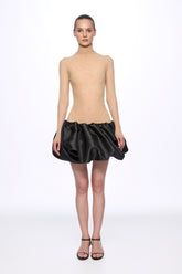 Mini dress with low waist ruffle skirt