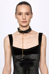 Black onix choker with golden crystals