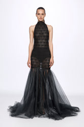 Halterneck tulle gown dress