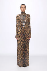 High neck leopard-print dress