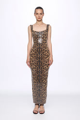Sequin leopard-print midi dress