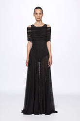 Round neck mesh maxi dress