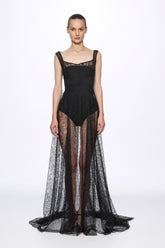 Embroidered lace gown