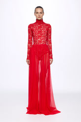 Lace bodysuit and mesh skirt set