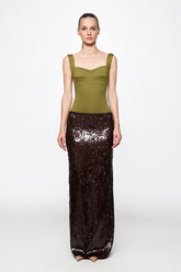 Corset bra bodysuit in OLIVE