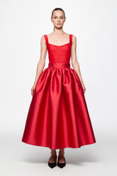 Taffeta midi skirt in RED