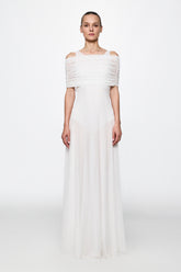 White round neck mesh maxi dress