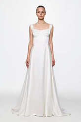White Satin Evening Dress