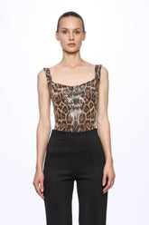 Sequin corset leopard-print bodysuit