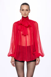 RED Silk Chiffon blouse