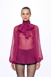 Fuchsia Silk Chiffon blouse