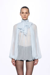BLUE Silk Chiffon blouse