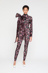 Floral catsuit with organza BOW
