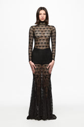 Black lace mermaid maxi dress