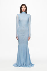Baby blue mesh mermaid maxi dress