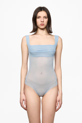 Baby blue mesh corset bodysuit