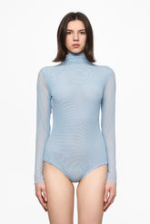 Baby blue high neck tulle bodysuit