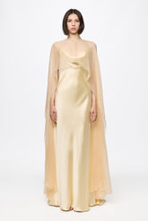 Slip Dress in vanilla yellow with cape