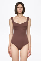 Corset bodysuit in milky brown