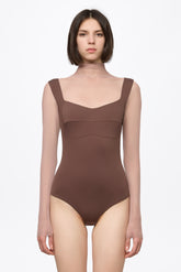 Brown Bodysuit with Bra corset