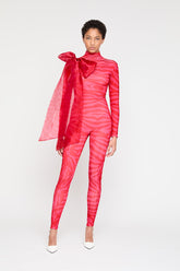 Liquorice Catsuit With Organza Bow