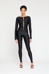 Bowknotted Catsuit in Black