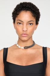 Hematite and baroque pearl Choker