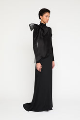 Black bow-detail blouse