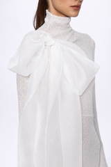 High neck sequin dress with organza bow detail