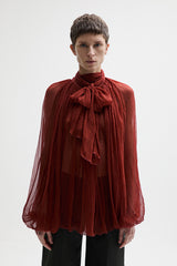 Brick Silk Chiffon blouse