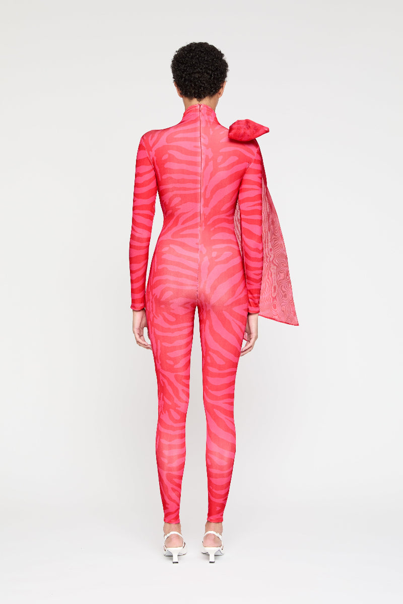Liquorice Catsuit With Organza Bow