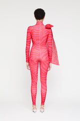 Liquorice Catsuit With Organza Bow