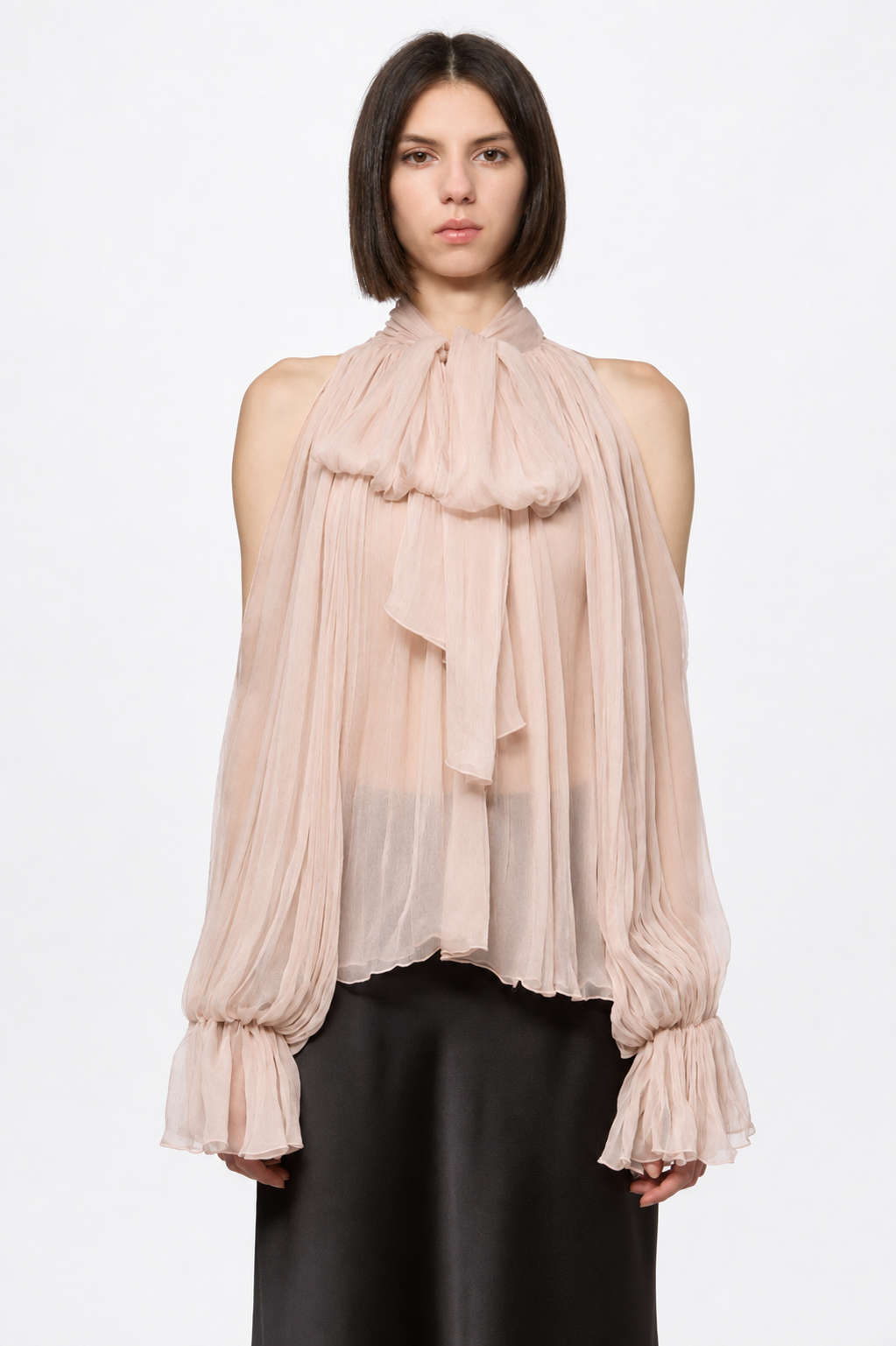 Nude chiffon shirt