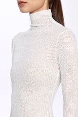 Turtleneck sequin and tulle gown dress