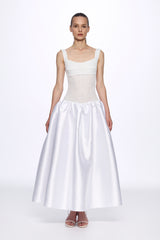 White sequin corset detail flared dress