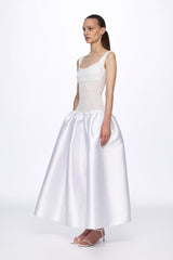 White sequin corset detail flared dress