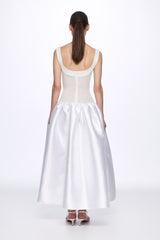 White sequin corset detail flared dress