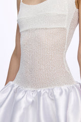 White sequin corset detail flared dress
