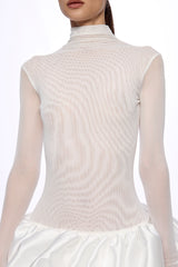 Mini dress with low waist ruffle skirt