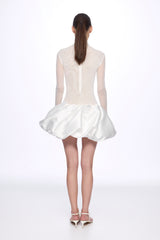 Mini dress with low waist ruffle skirt