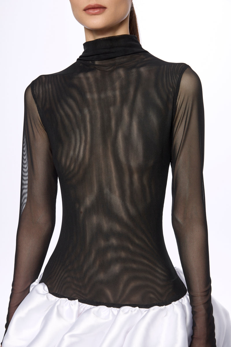 Mini dress with low waist ruffle skirt