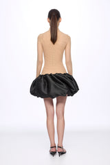 Mini dress with low waist ruffle skirt